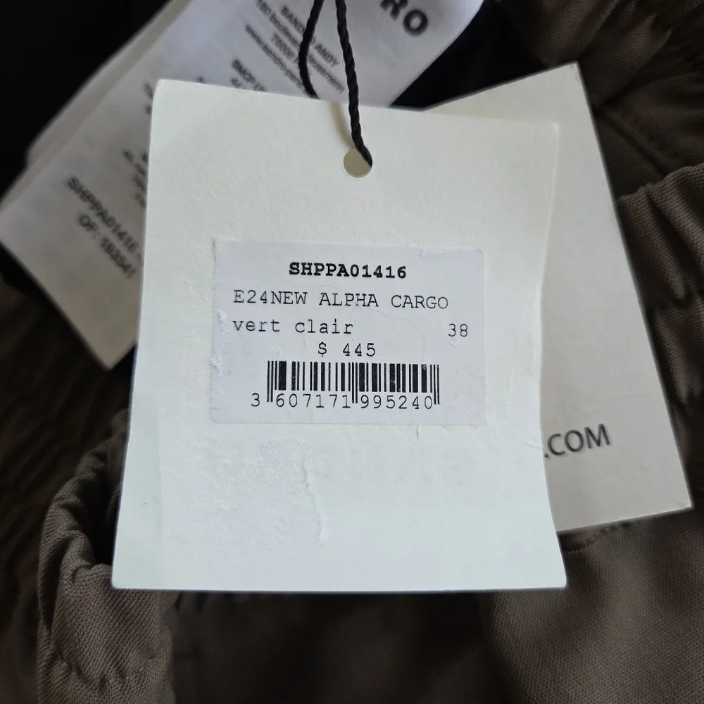 Sandro Mens Wool Blend New Alpha Cargo Trousers Size 30 NWT $445 Olive Green